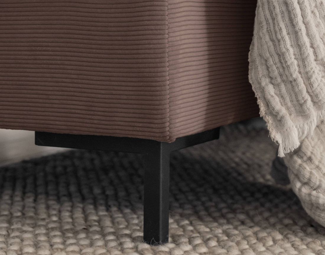 Canapé panoramique d'angle gauche 7 places convertible avec coffre en velours côtelé Lilly