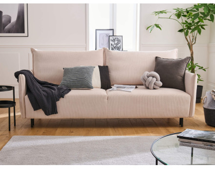 Valentina - canapé 3 places convertible avec coffre en velours côtelé - style contemporain