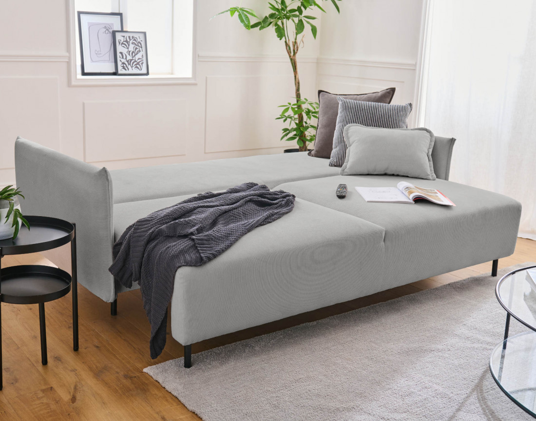 Valentina - canapé 3 places convertible avec coffre en velours côtelé - style contemporain