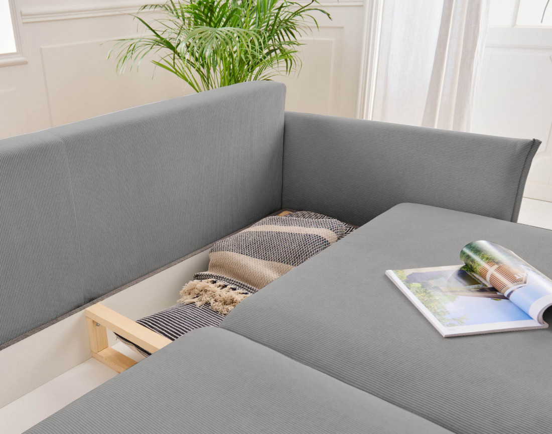 Valentina - canapé 3 places convertible avec coffre en velours côtelé - style contemporain