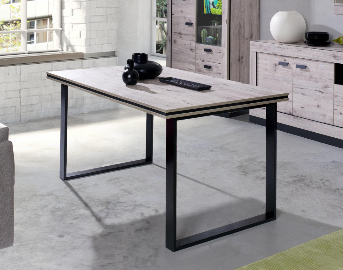 Otis - table à manger bois gris - style contemporain - 180 cm