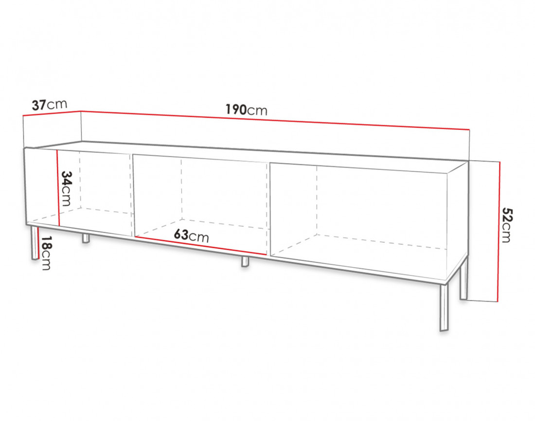 Celeste - meuble tv - 190 cm - style contemporain