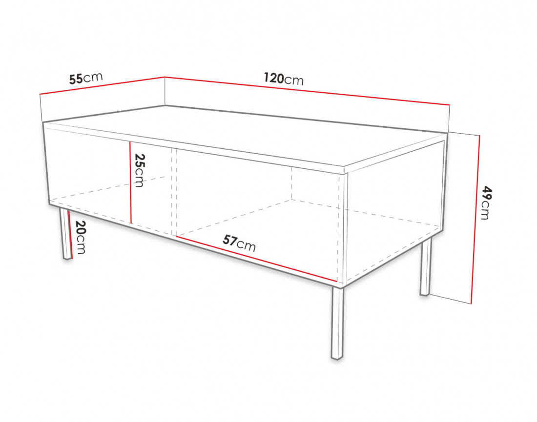 Celeste - table basse - 120 cm - style contemporain
