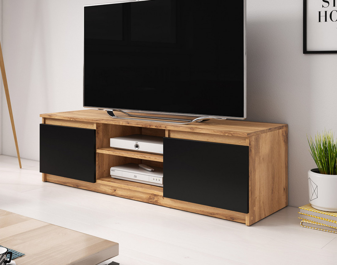 Robin meuble tv 2 portes et 2 niches 120 cm