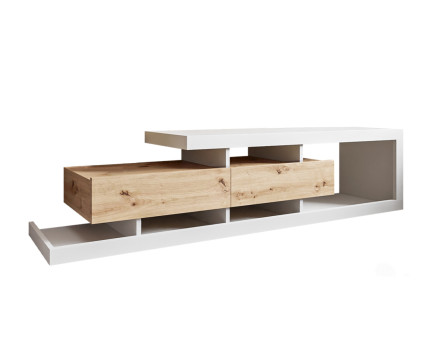 Olga - meuble TV - bois et blanc - 198 cm - style scandinave