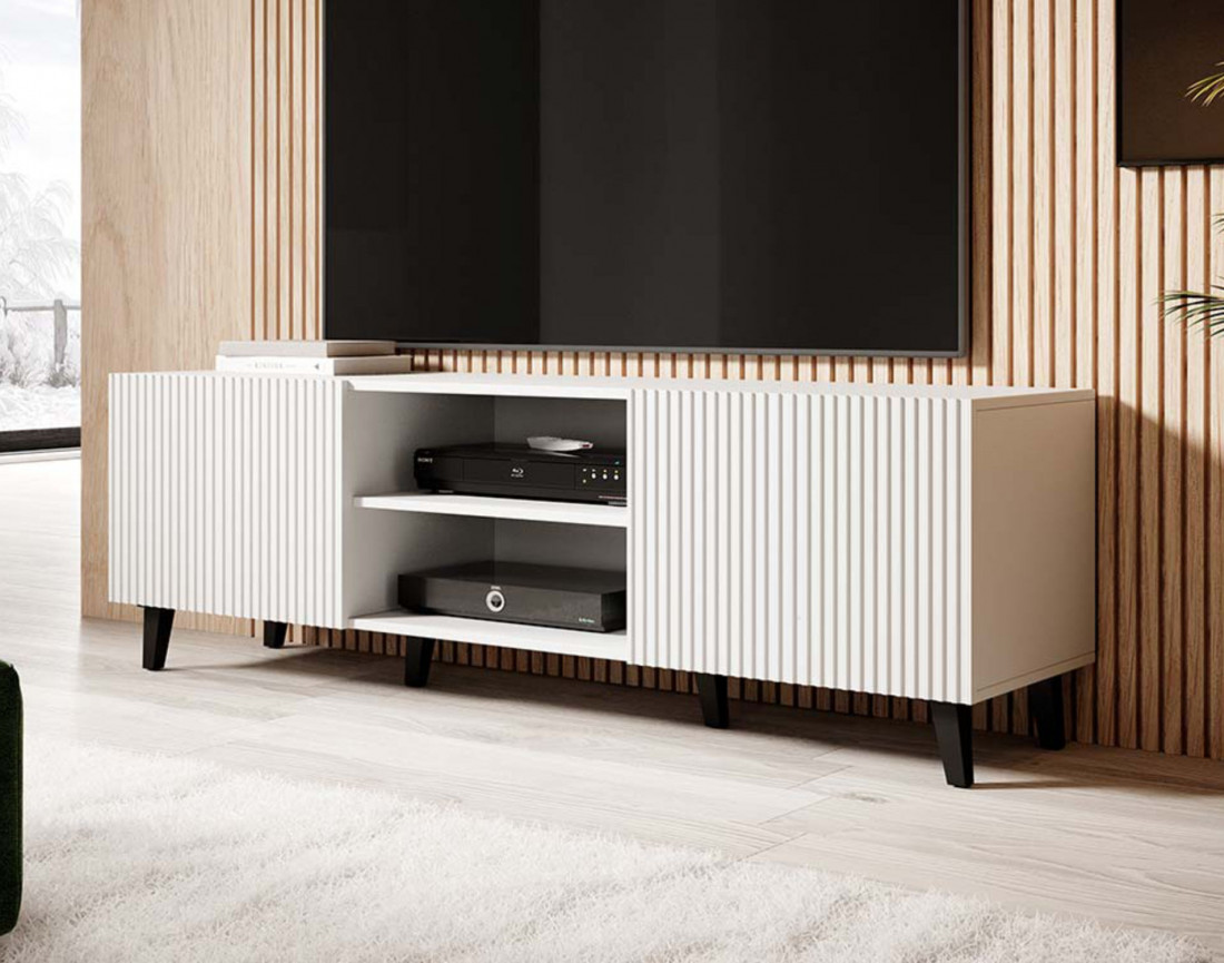 Sanna meuble tv 2 portes et 2 niches 150 cm