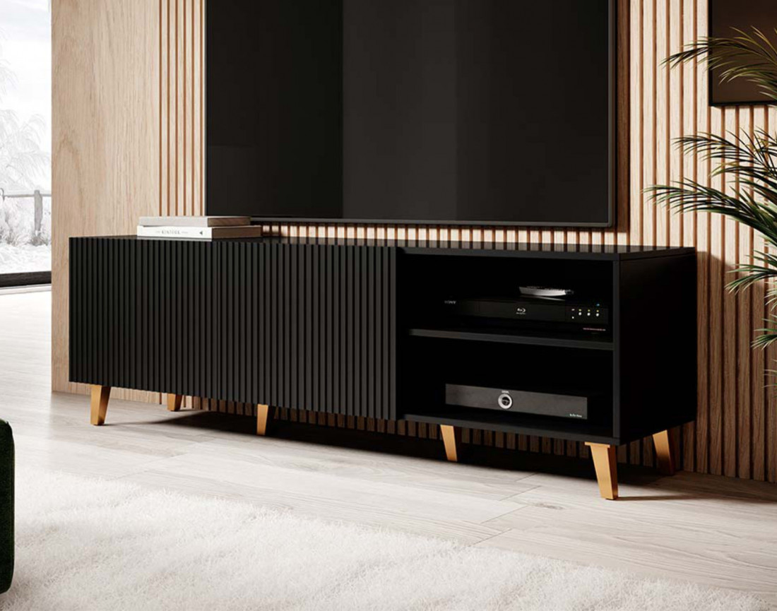 Sanna meuble tv 2 portes et 2 niches 150 cm