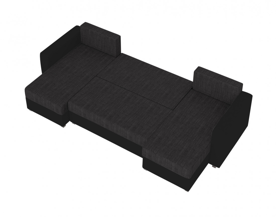 Romy - canapé panoramique en U 7 places convertible avec coffre en tissu et PU