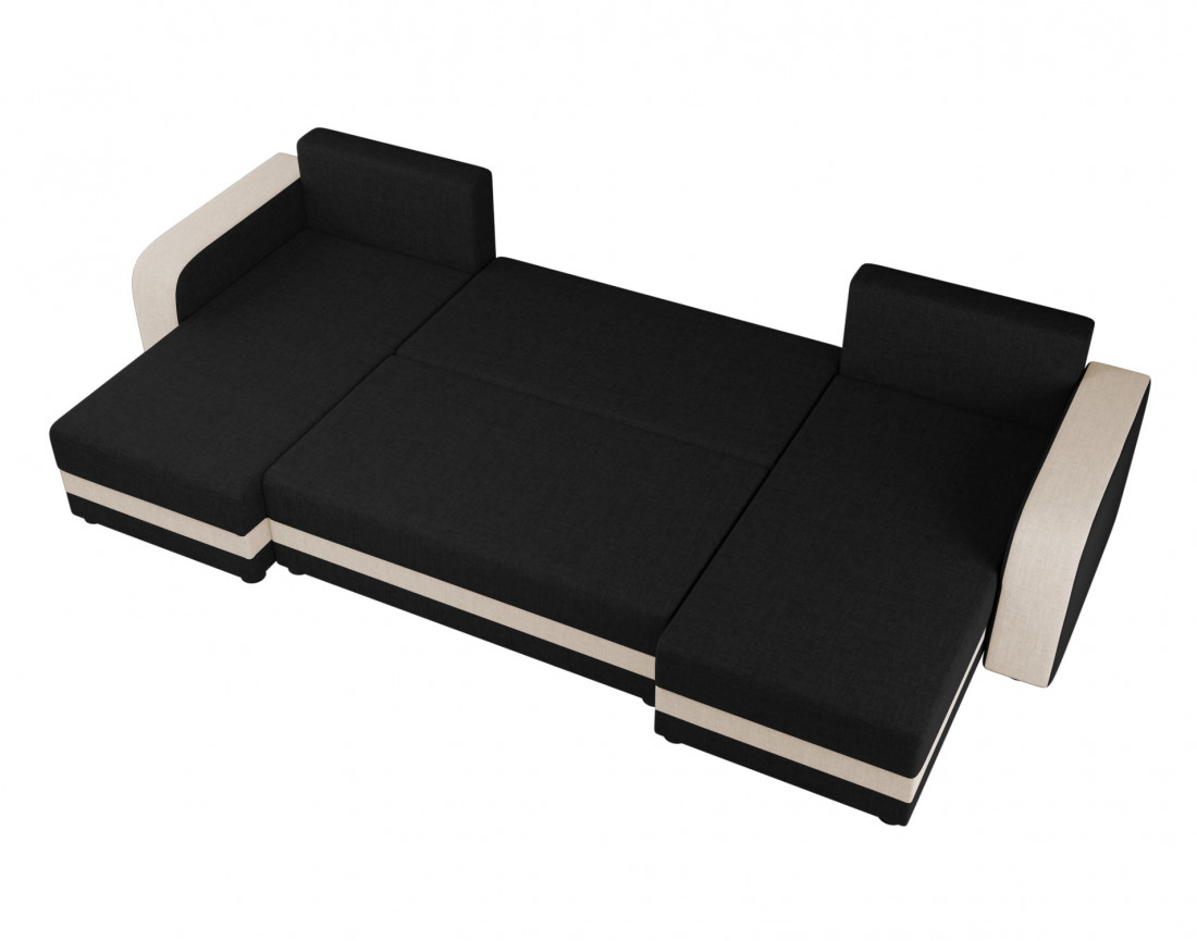 Harvey - canapé panoramique en U 7 places convertible avec coffre en tissu