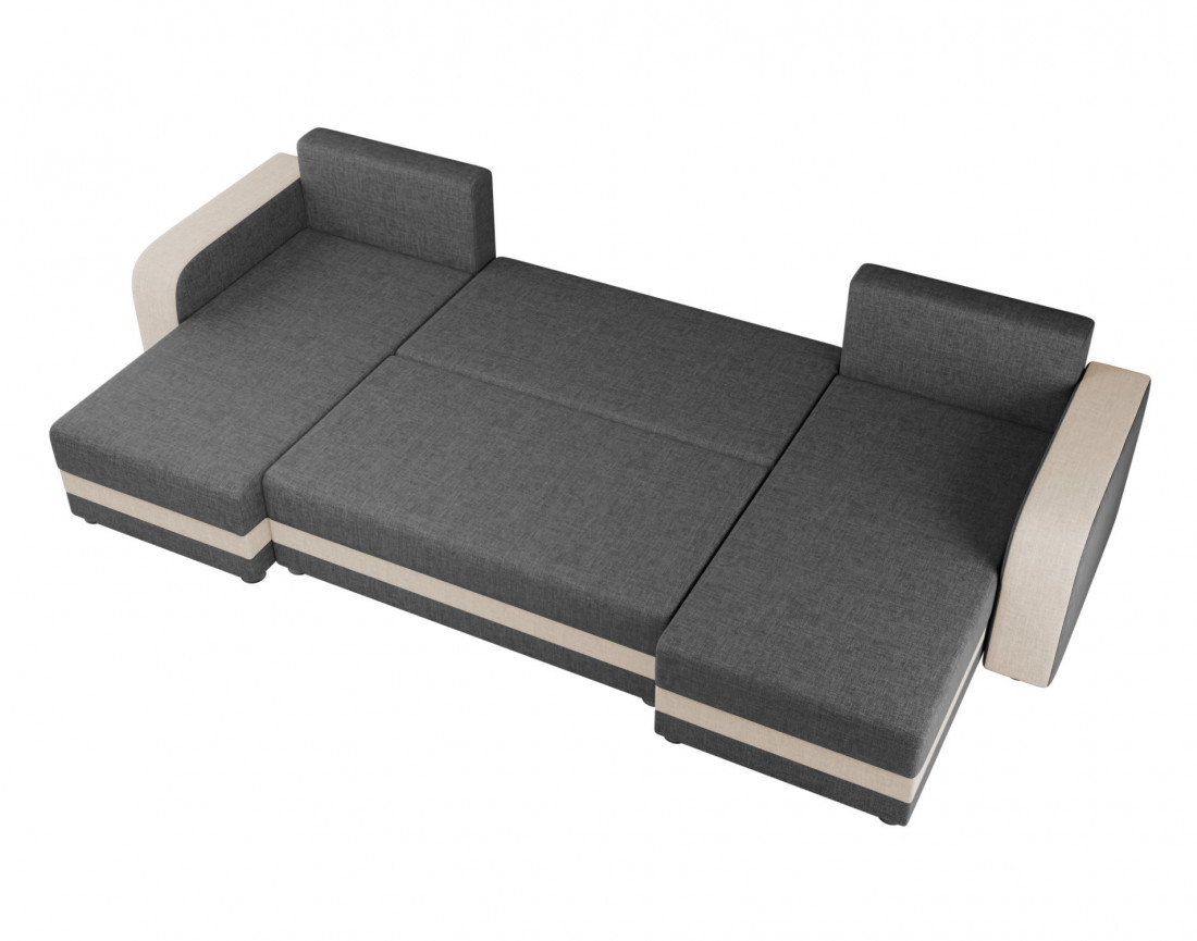 Harvey - canapé panoramique en U 7 places convertible avec coffre en tissu