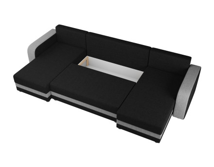 Harvey - canapé panoramique en U 7 places convertible avec coffre en tissu