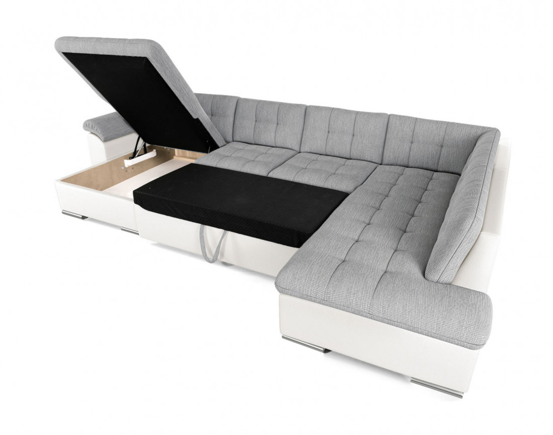 Chuck – canapé panoramique d'angle droit convertible avec coffre au style contemporain