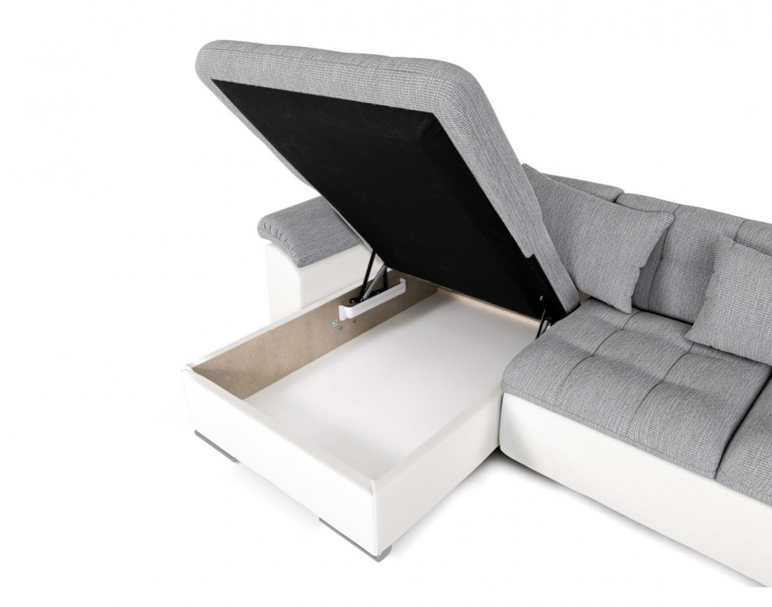Chuck – canapé panoramique d'angle droit convertible avec coffre au style contemporain