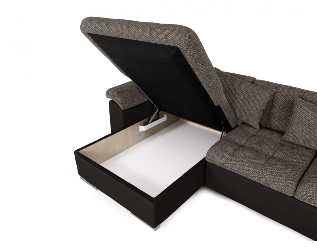 Chuck – canapé panoramique d'angle droit convertible avec coffre au style contemporain