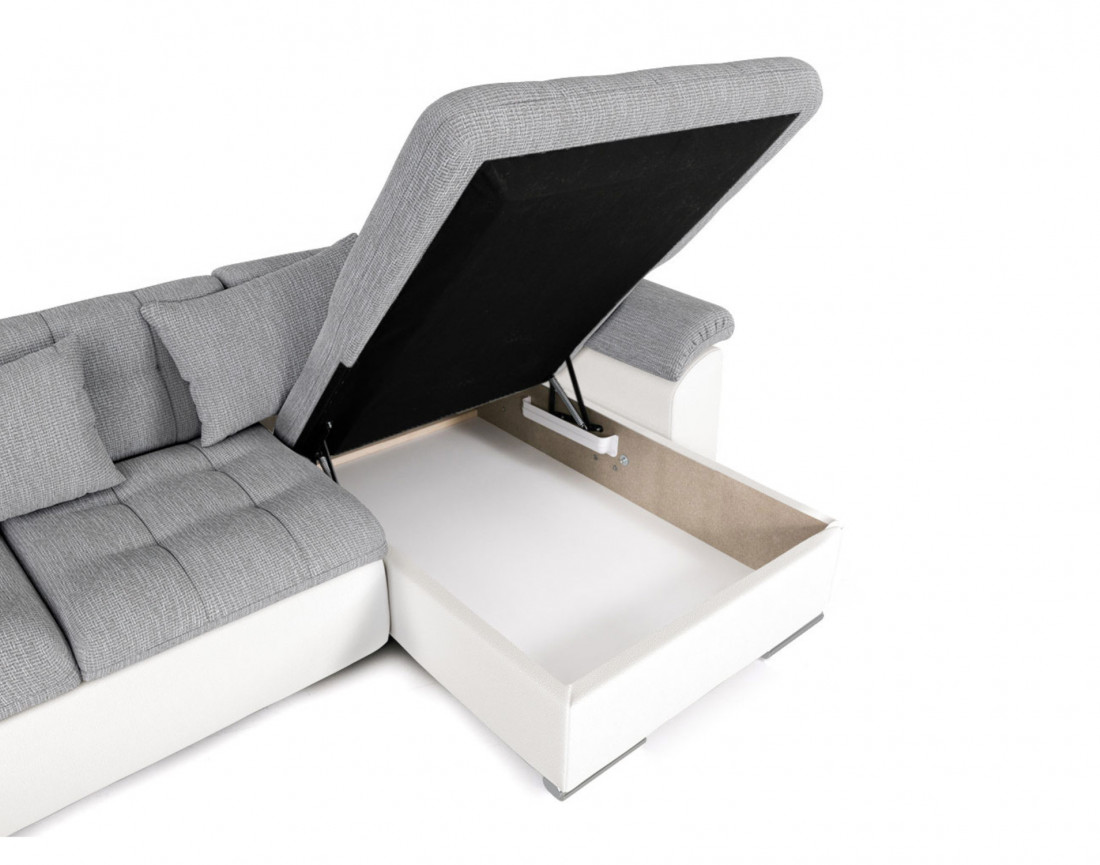 Chuck – canapé panoramique d'angle gauche convertible avec coffre au style contemporain