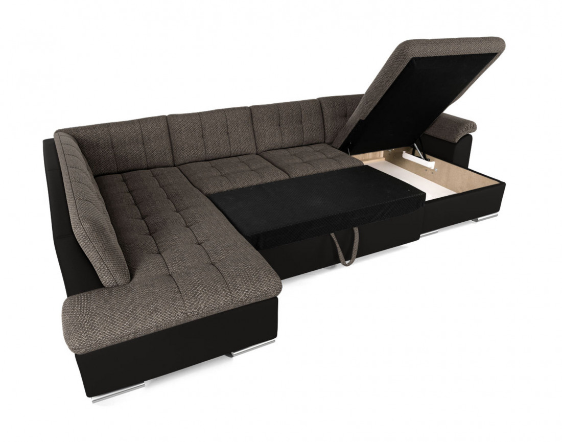 Chuck – canapé panoramique d'angle gauche convertible avec coffre au style contemporain