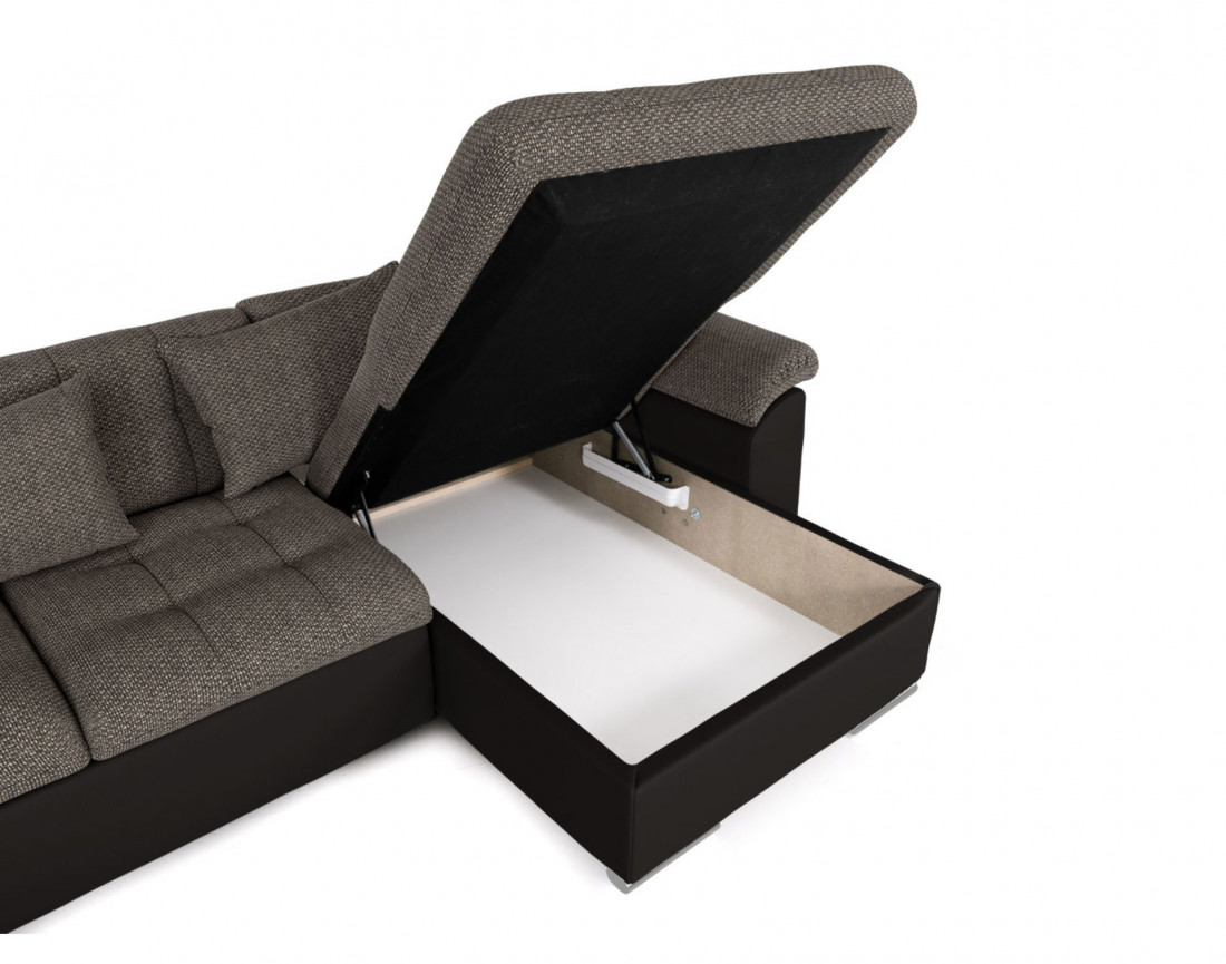 Chuck – canapé panoramique d'angle gauche convertible avec coffre au style contemporain
