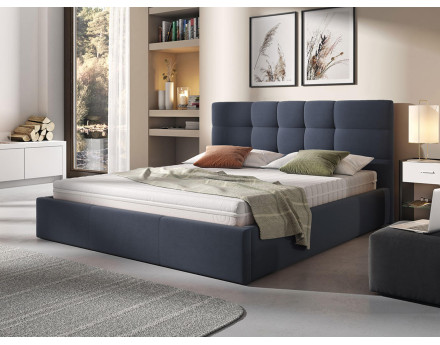 Mael - lit coffre 160x200 cm - en tissu et sommier inclus