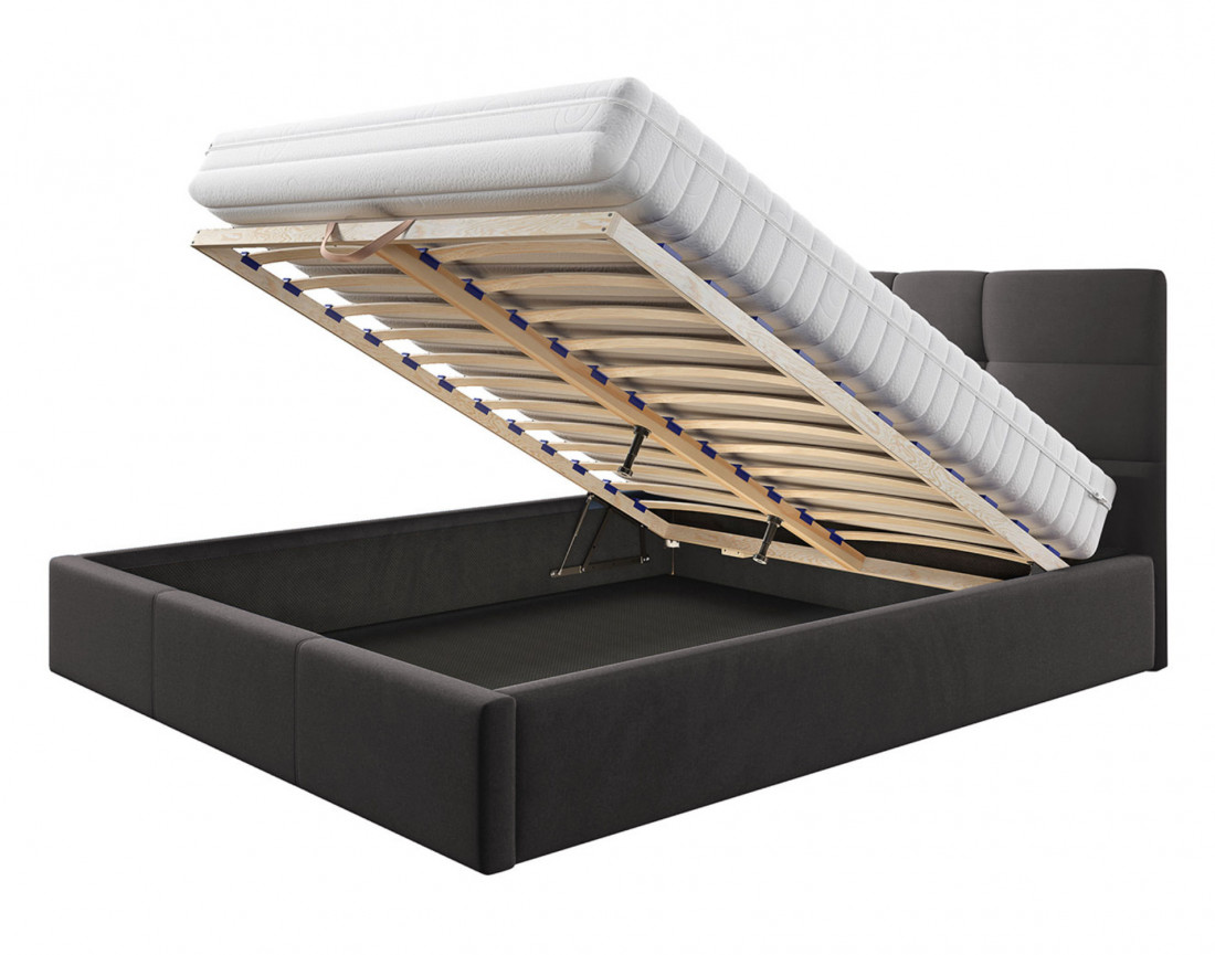 Mael - lit coffre 160x200 cm - en tissu et sommier inclus