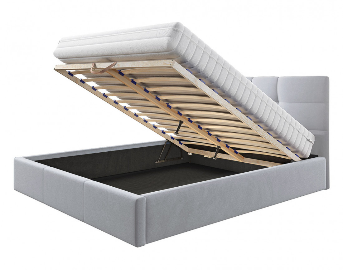 Mael - lit coffre 160x200 cm - en tissu et sommier inclus