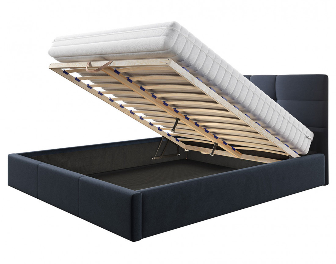 Mael - lit coffre 180x200 cm - en tissu et sommier inclus