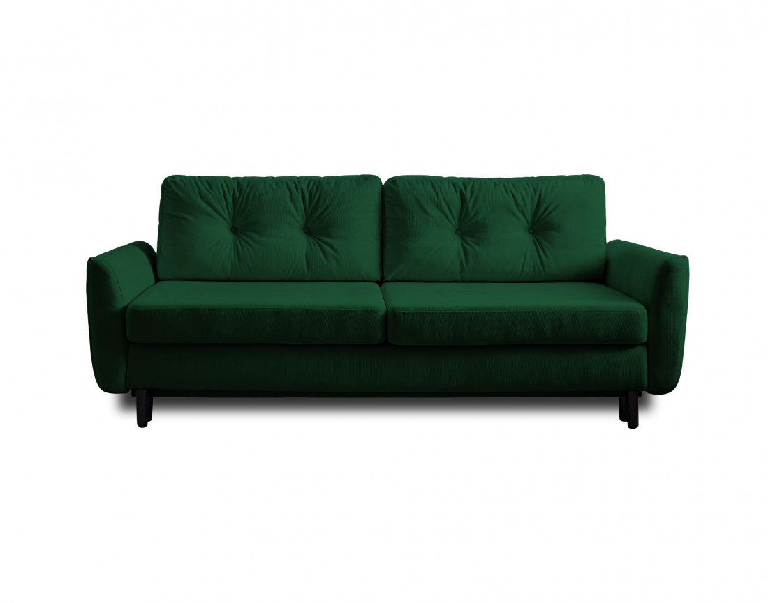 Canapé droit 3 places convertible avec coffre de rangement en velours Nils