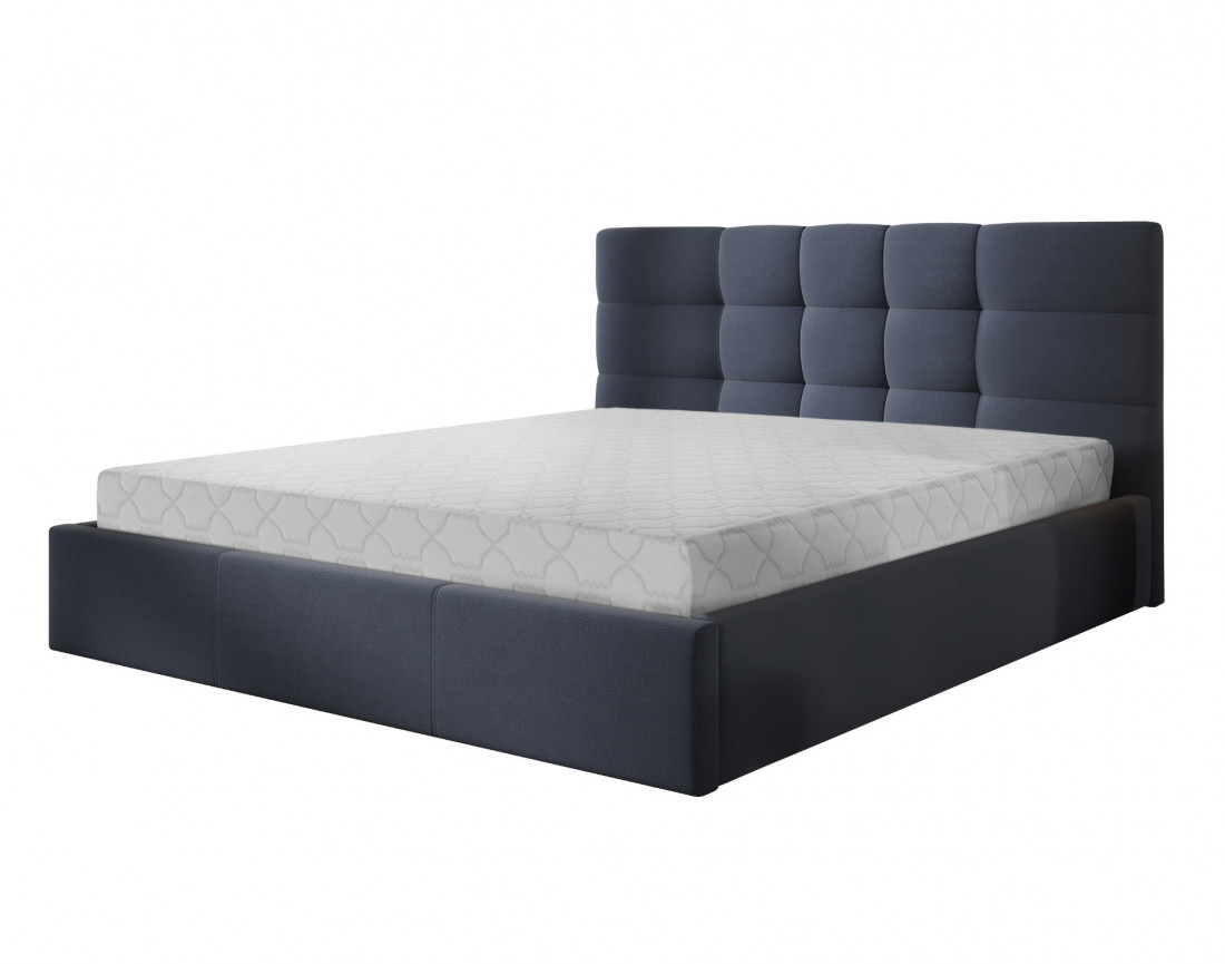 Mael - lit coffre 160x200 cm - en tissu et sommier inclus
