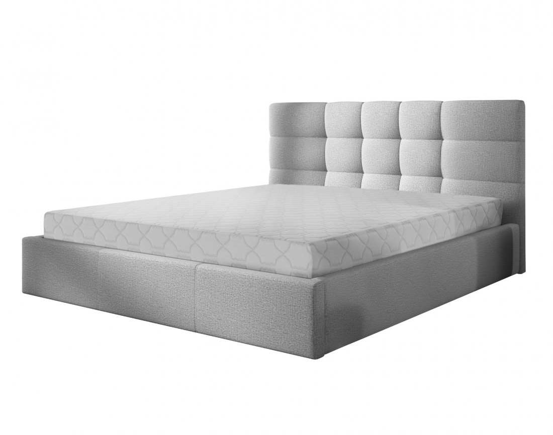 Mael - lit coffre 160x200 cm - en tissu et sommier inclus