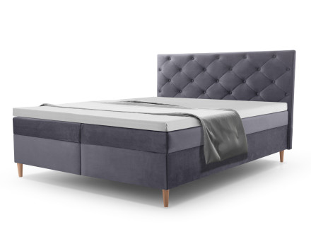 Louis - lit boxspring 180x200 - en velours - coffres et surmatelas inclus