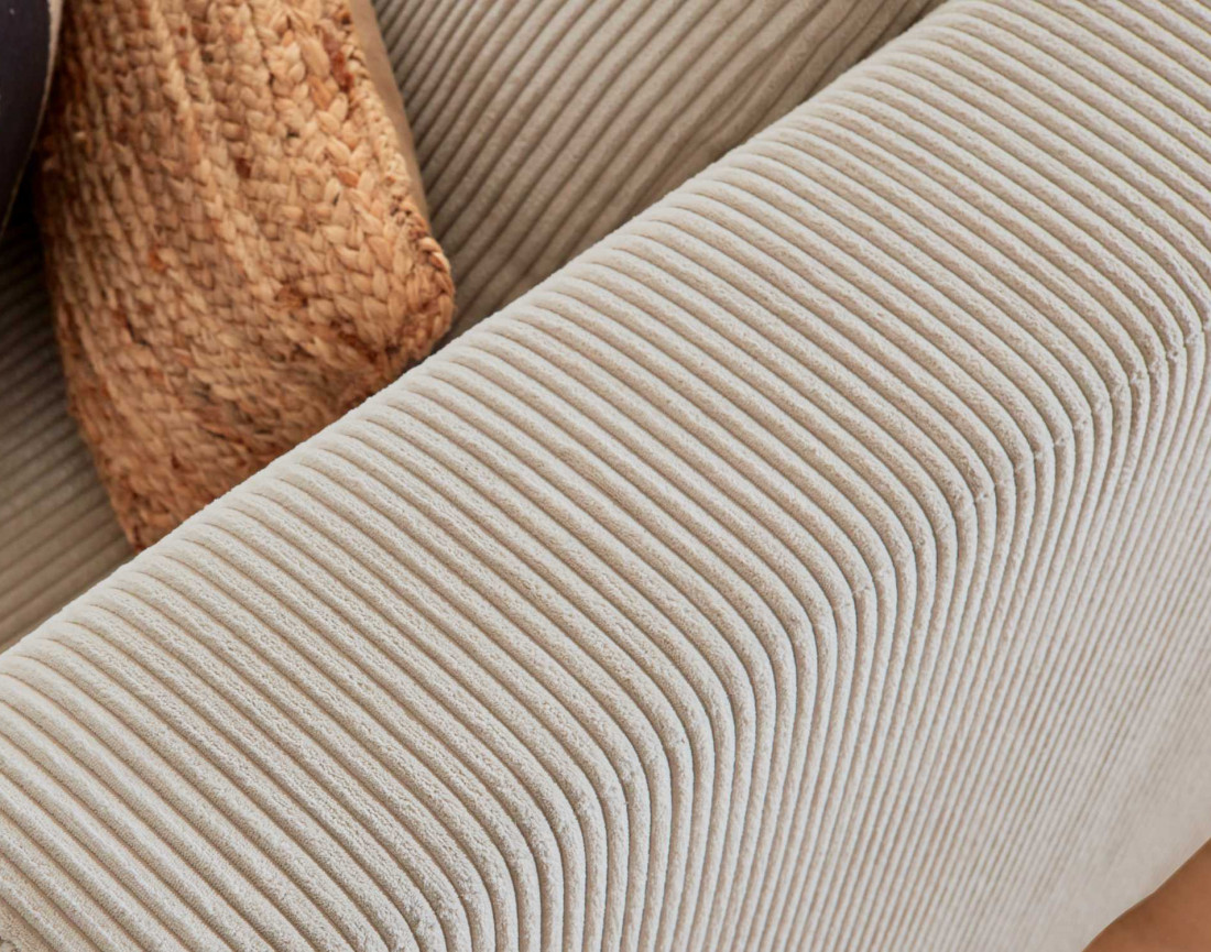 Canapé modulable d'angle gauche 4 places en velours côtelé Victoire