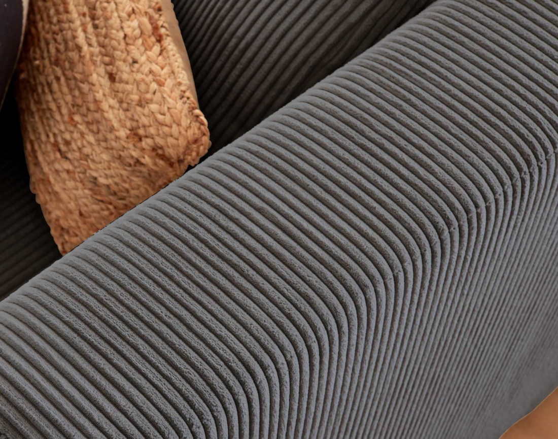 Canapé modulable d'angle gauche 5 places en velours côtelé Victoire