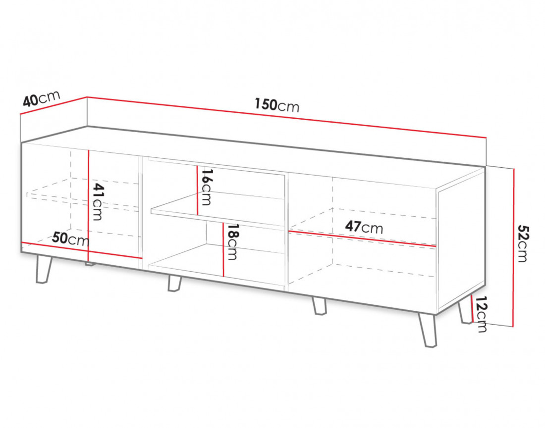 Come - meuble TV - bois - 150 cm - style contemporain
