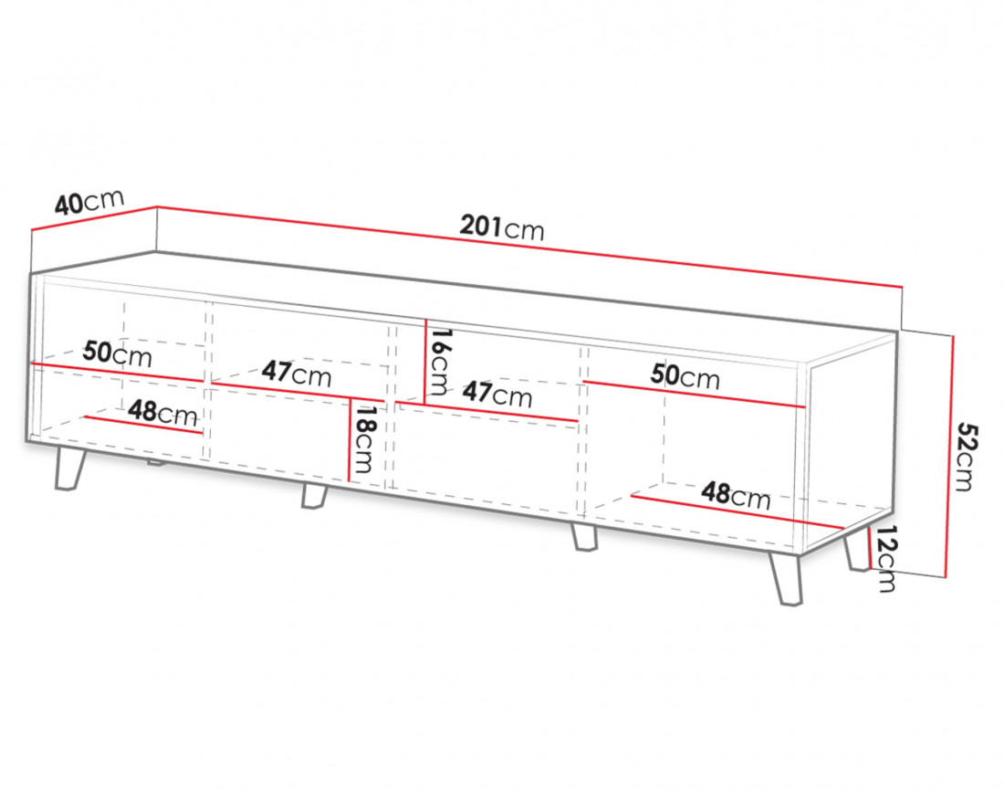 Come - meuble TV - bois -4 portes - 200 cm
