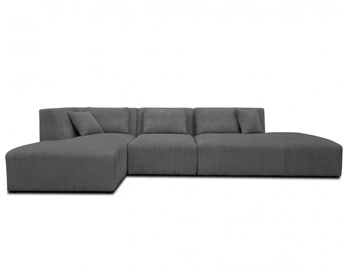 Canapé modulable d'angle gauche 5 places en velours côtelé Victoire