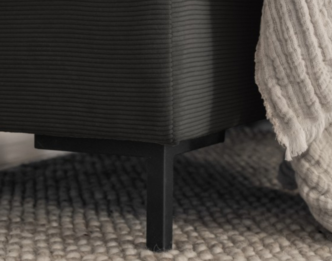 Canapé d'angle gauche 4 places convertible avec coffre en velours côtelé Lilly