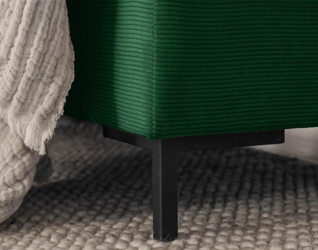 Canapé panoramique d'angle droit 7 places convertible avec coffre en velours côtelé Lilly