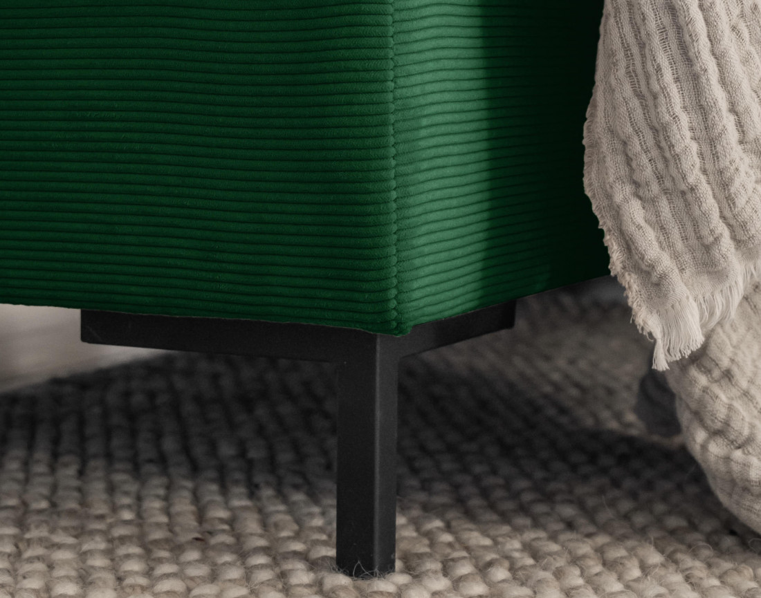 Canapé panoramique d'angle gauche 7 places convertible avec coffre en velours côtelé Lilly