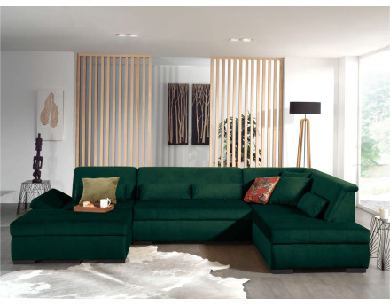 Canapé panoramique d'angle droit 7 places XXL en velours Vermont