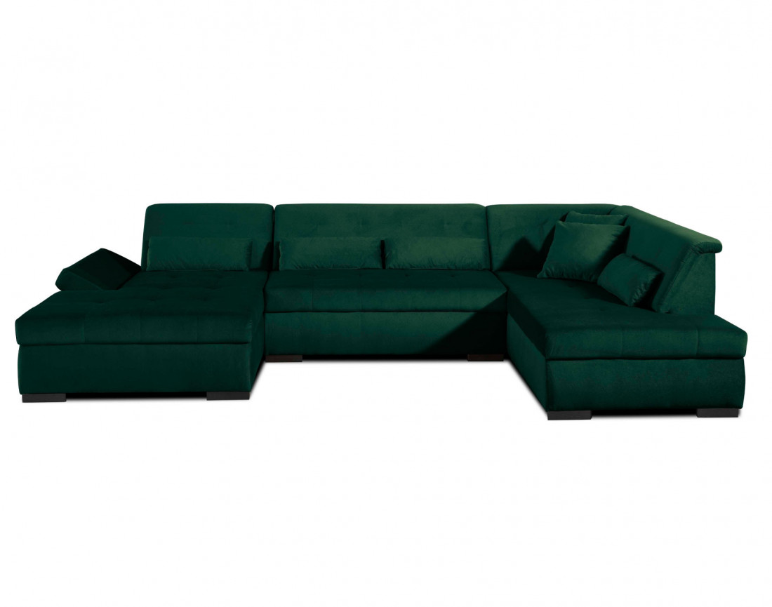 Canapé panoramique d'angle droit 7 places XXL en velours Vermont