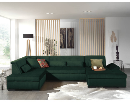 Canapé panoramique d'angle gauche 7 places XXL en velours Vermont