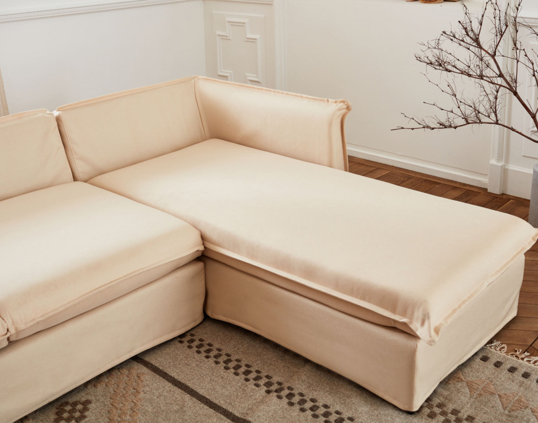 Adriann - canapé d'angle droit fixe 4 places en tissu déhoussable