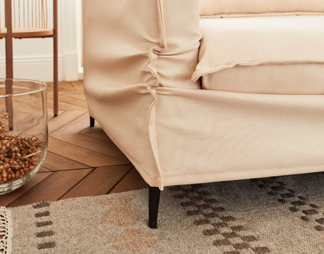 Adriann - canapé d'angle droit fixe 4 places en tissu déhoussable