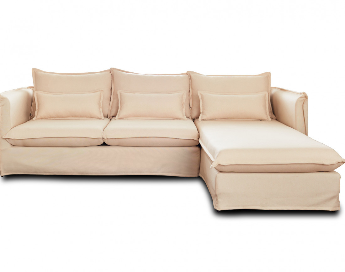 Adriann - canapé d'angle droit fixe 4 places en tissu déhoussable