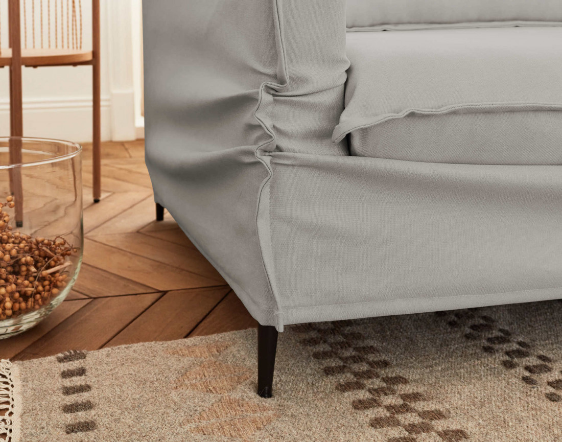 Adriann - canapé d'angle droit fixe 4 places en tissu déhoussable
