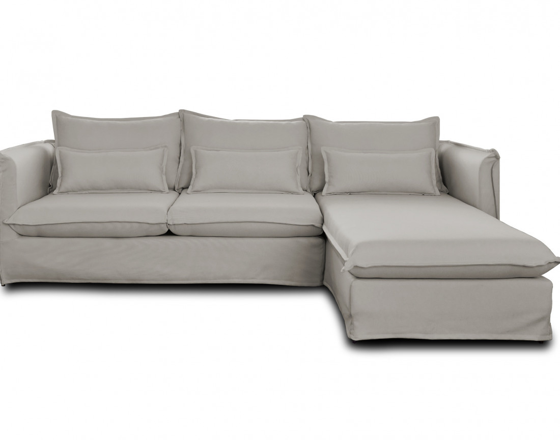 Adriann - canapé d'angle droit fixe 4 places en tissu déhoussable