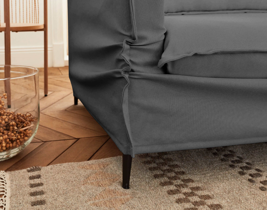 Adriann - canapé d'angle droit fixe 4 places en tissu déhoussable