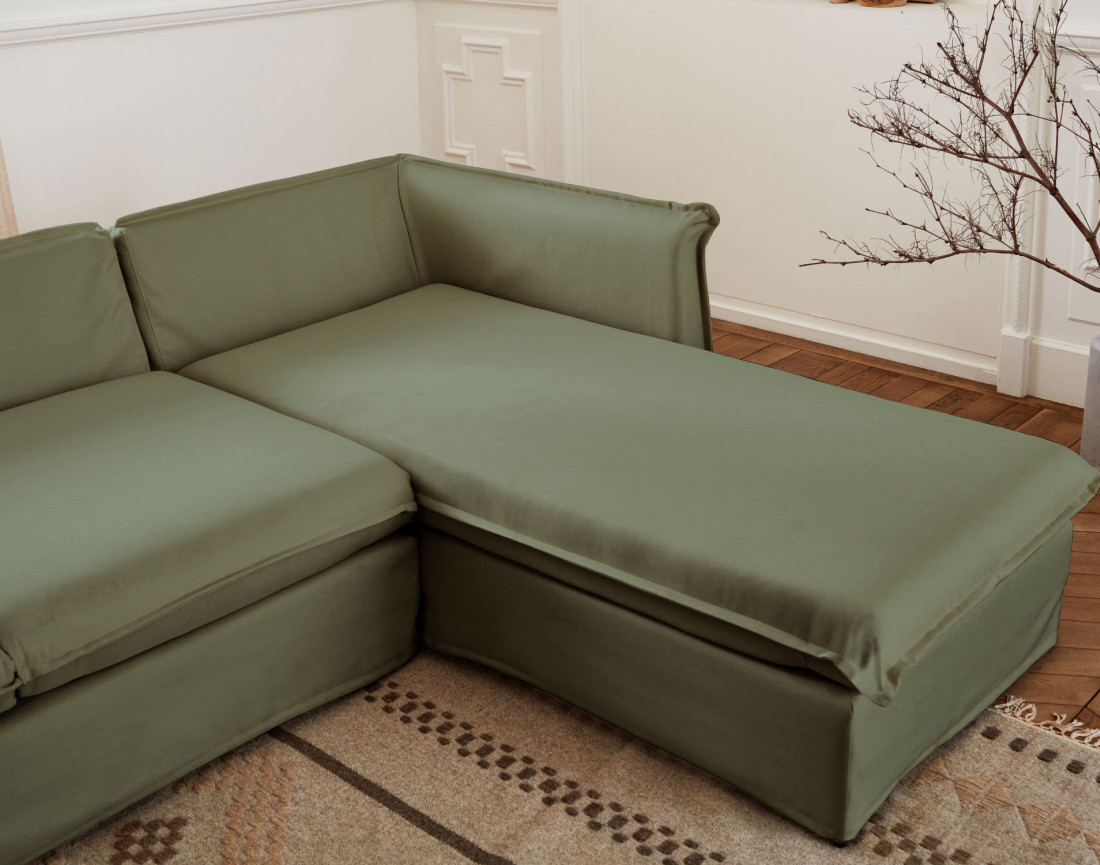 Adriann - canapé d'angle droit fixe 4 places en tissu déhoussable