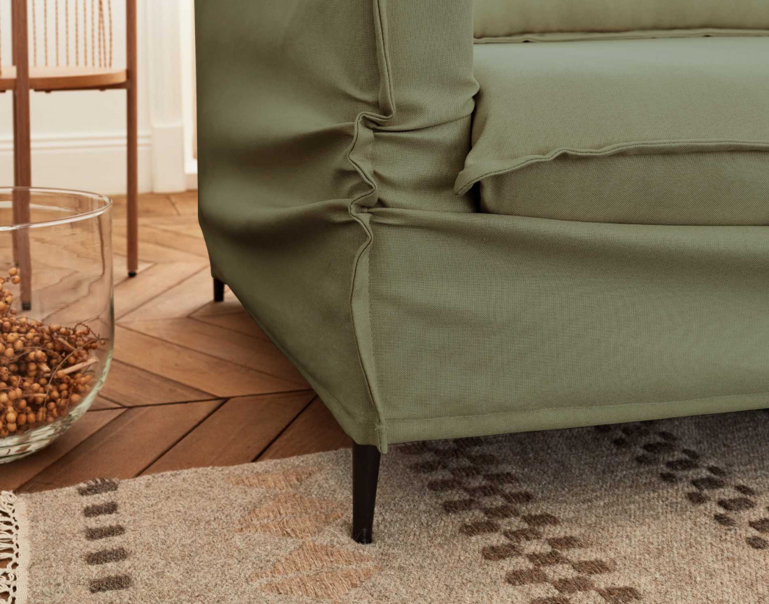 Adriann - canapé d'angle droit fixe 4 places en tissu déhoussable