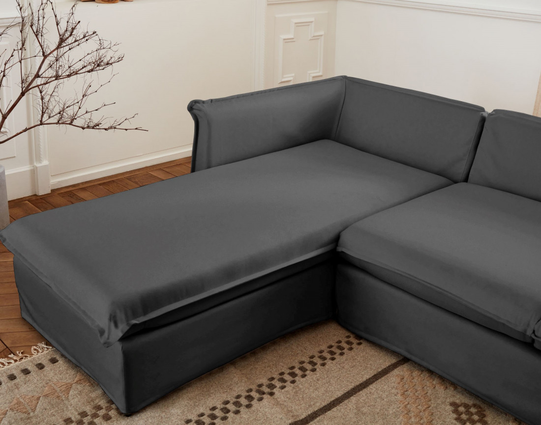 Adriann - canapé d'angle gauche fixe 4 places en tissu déhoussable