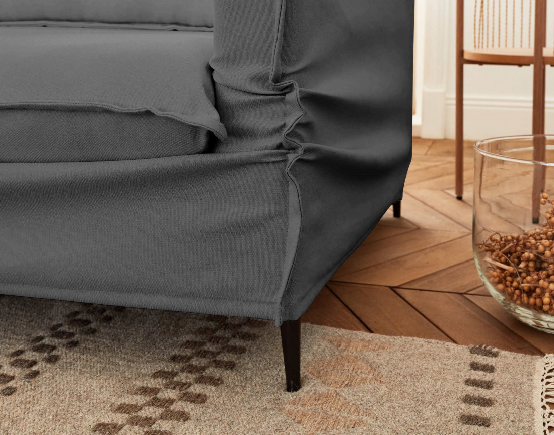 Adriann - canapé d'angle gauche fixe 4 places en tissu déhoussable